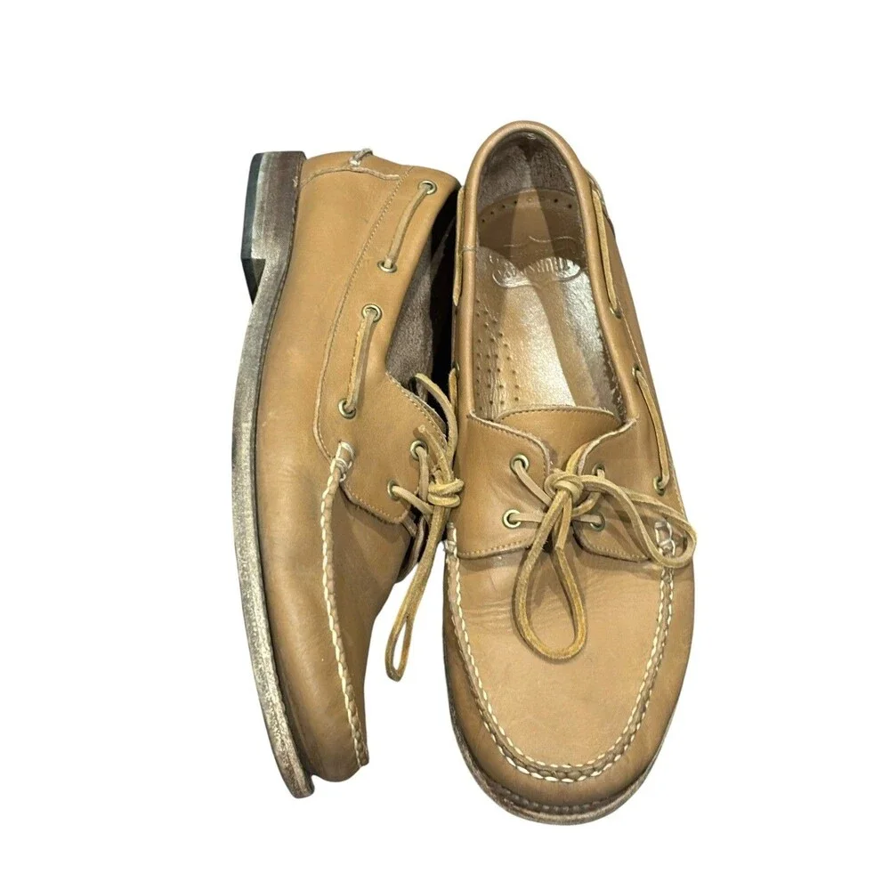 Thursday Boot Company Leather Boat Shoes Loafers Tan Moc Toe US 13 EU 47 Lace Up